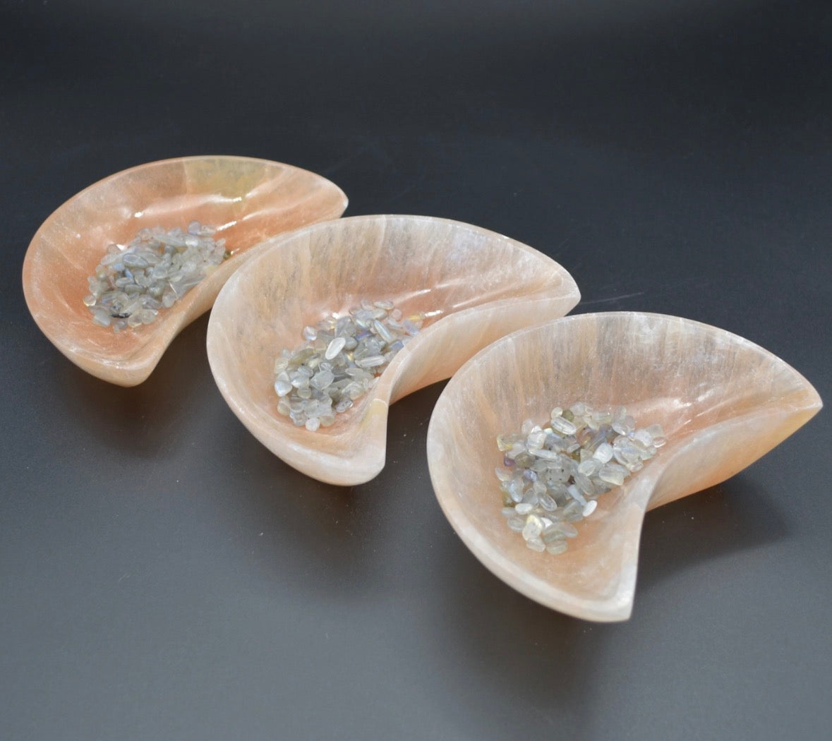 Orange Selenite Moon Charging Bowl - 14.5 cm